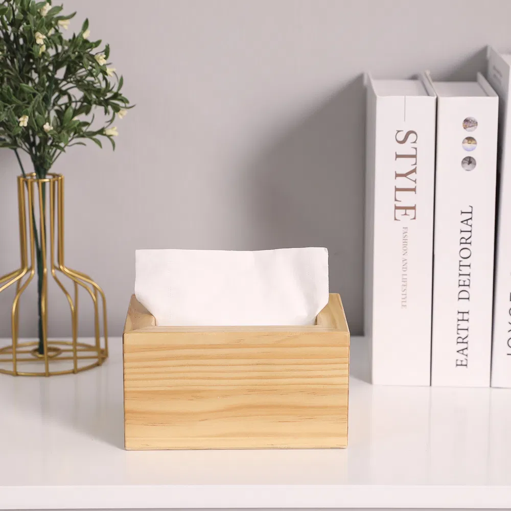 Wooden Tissue Box with Spring Inside