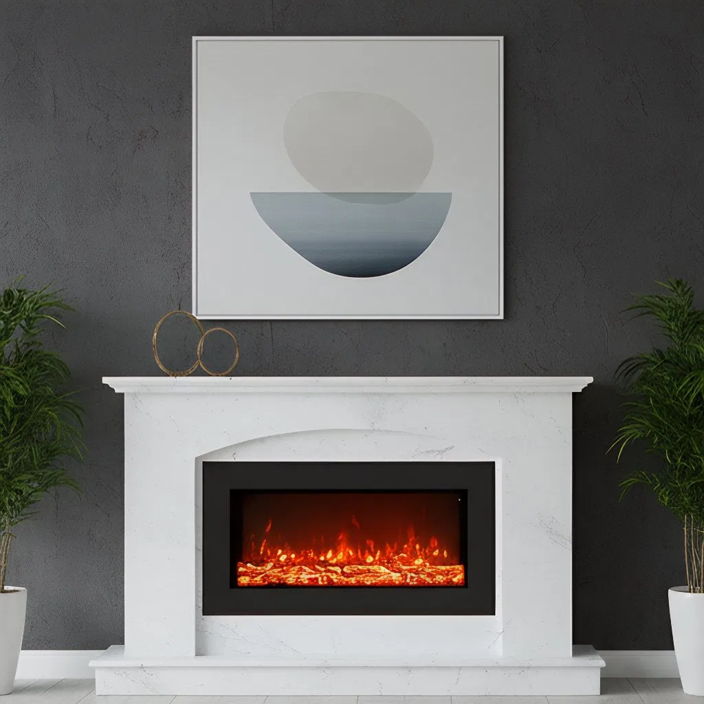 Elegant 2D Decorative Electric Fireplace for Wall Installation