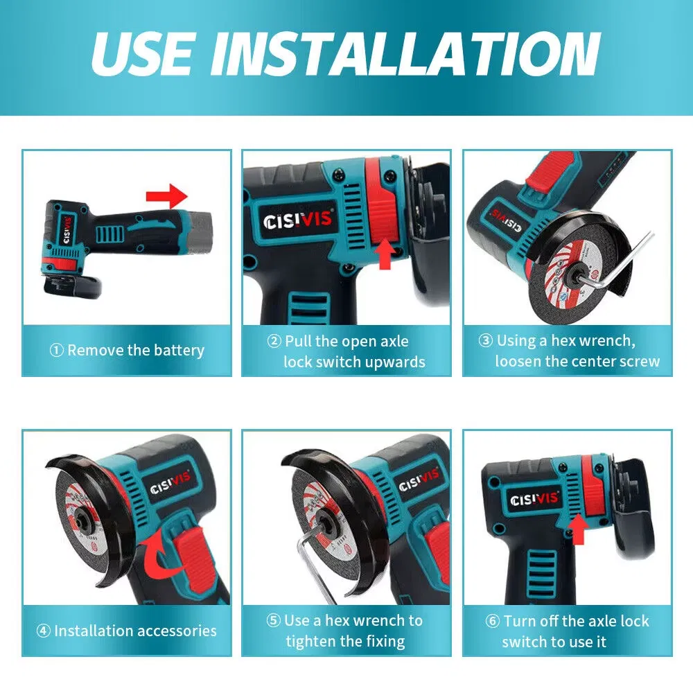 Беспроводная угловая шлифмашина Cisivis 19500 об/мин