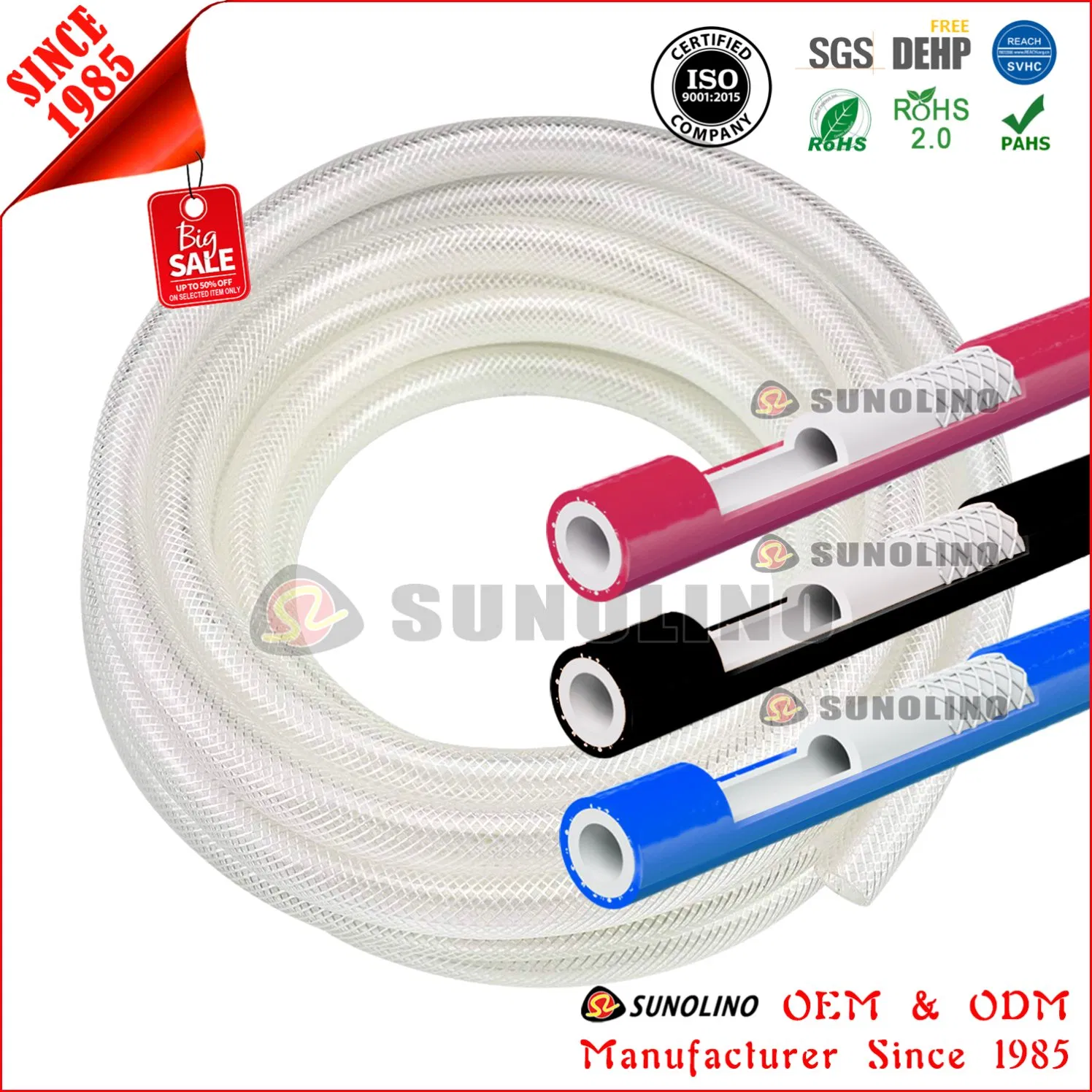 High Pressure Water Supply Flex PVC Fiber Reinforced Hose Food Grade PVC Pipe
