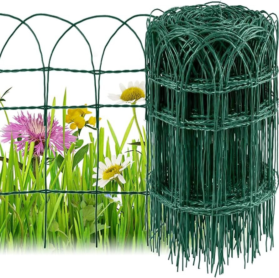 0.4m X 25m Green Border Fence, 2.95mm PVC Coated Metal Wire, Rustproof, Garden Fence