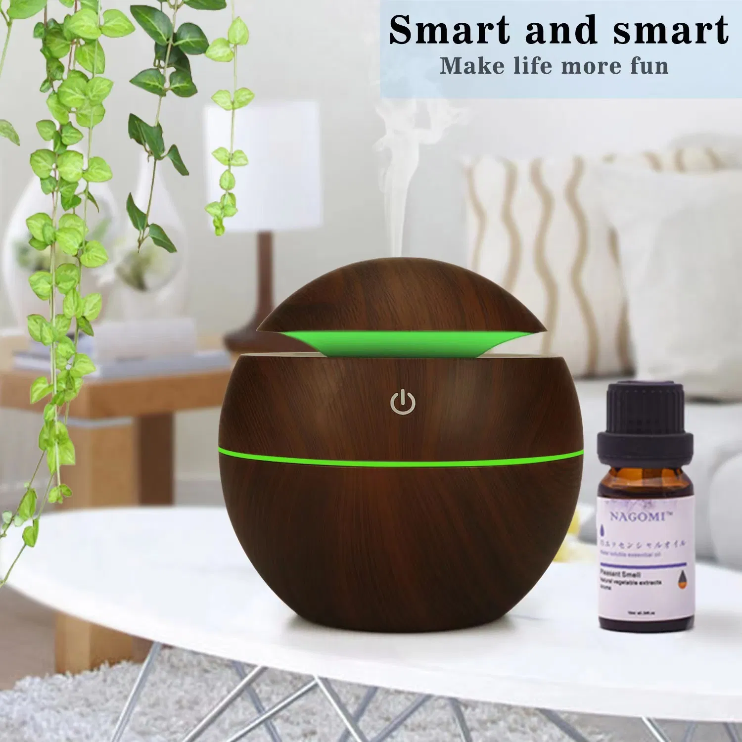 WiFi Aroma Diffuser for Home with Stylish Wood Grain Finish