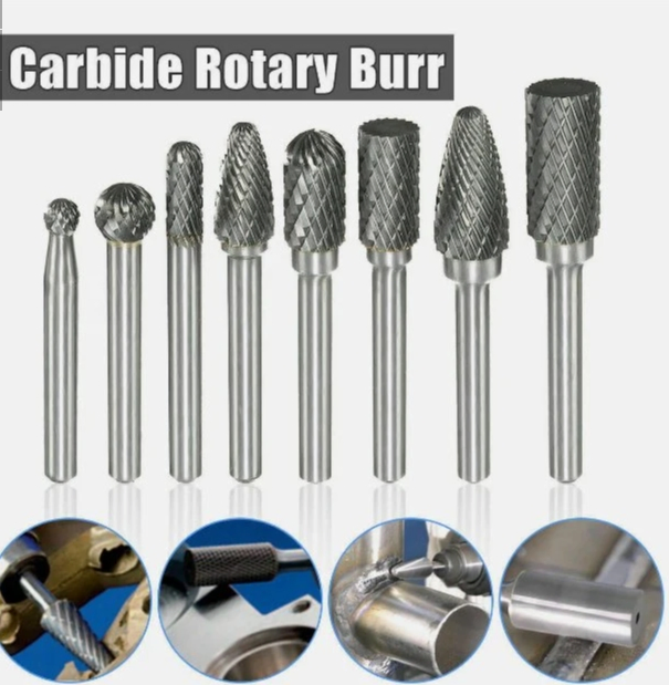 1/4'' Dia of Shank and 1/2'' Dia Tree Shape Tungsten Carbide Burr Rotary File Grinder Drill Bits Hard Alloy Cutting Burrs