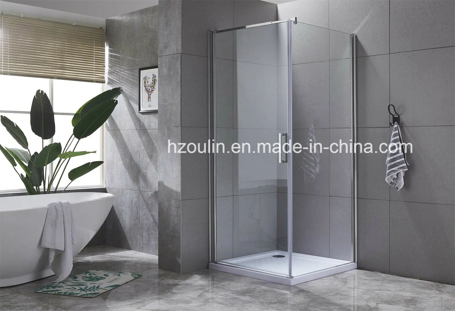 8mm Glass Shower Enclosure with One Fixed Glass and One Folding Glass