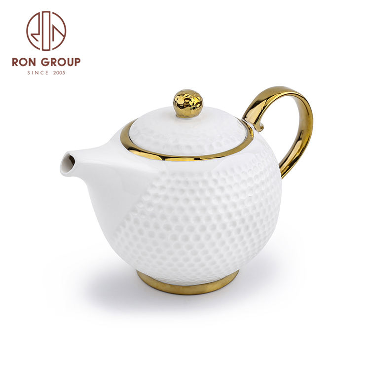Factory Wholesale Price Porcelain White Glaze Round Ceramic Coffee Water Tea Pot