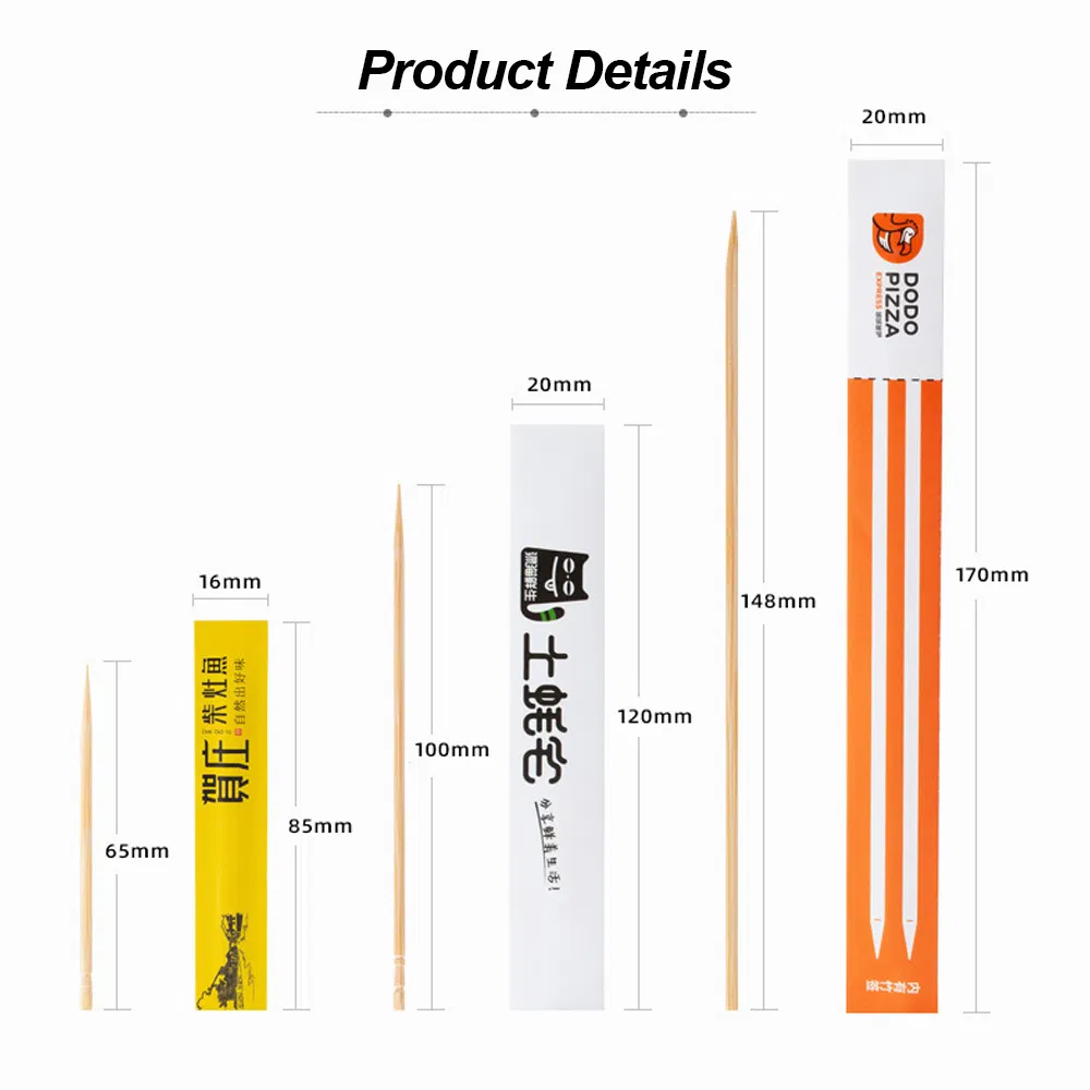 Custom Individuall Wrapped Toothpick Restaurant Advertisement Airline Single Packed Bamboo Wood Toothpick with Logo