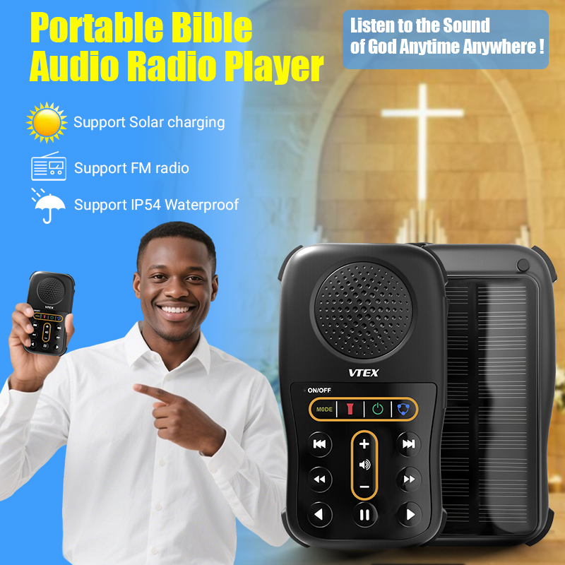 Portable Solar Powered Mini MP3 Music Radio Swahili Language Audio Bible Player