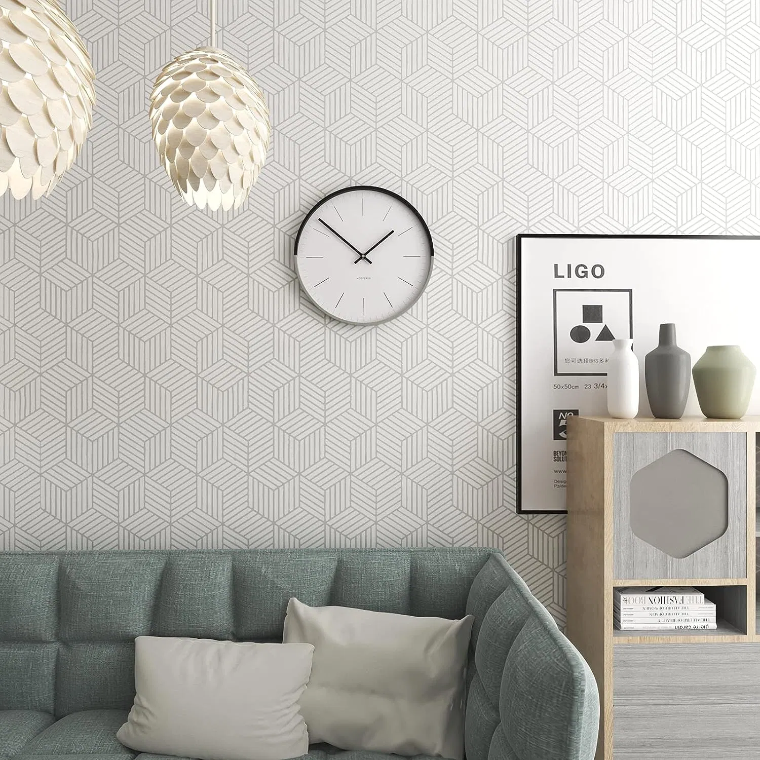 Vinyl Film Geometric Pattern Hexagon Wallpaper
