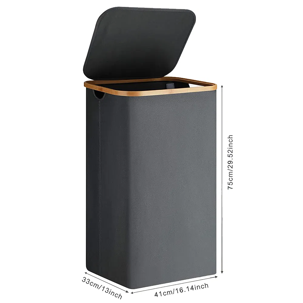 Custom Bamboo Laundry Basket with Handle and Lid for Easy Storage