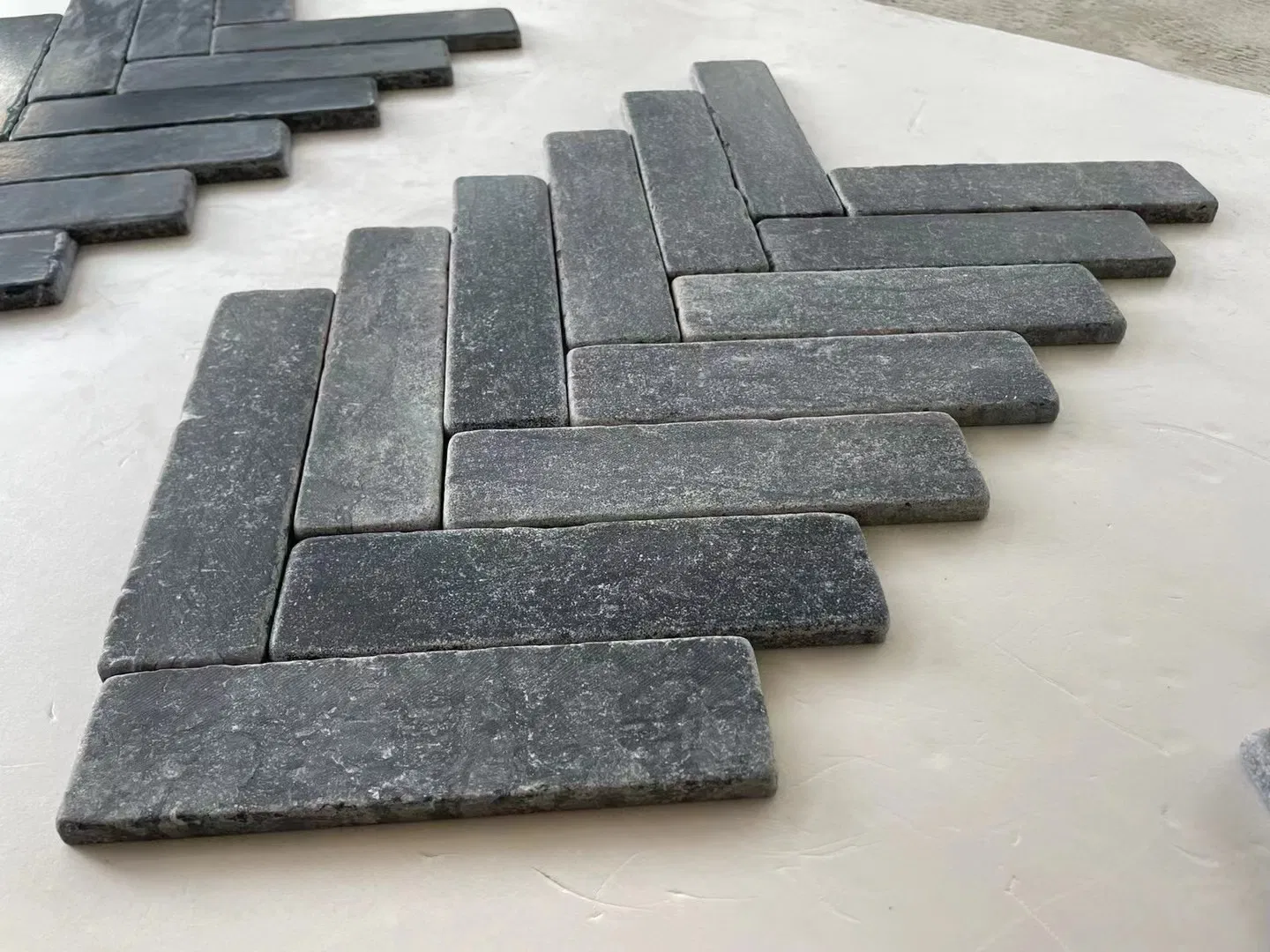 Black /Beige Brushed Stone Travertine 2X8 Brick Subway Tile Stone Mosaic on Wholesale