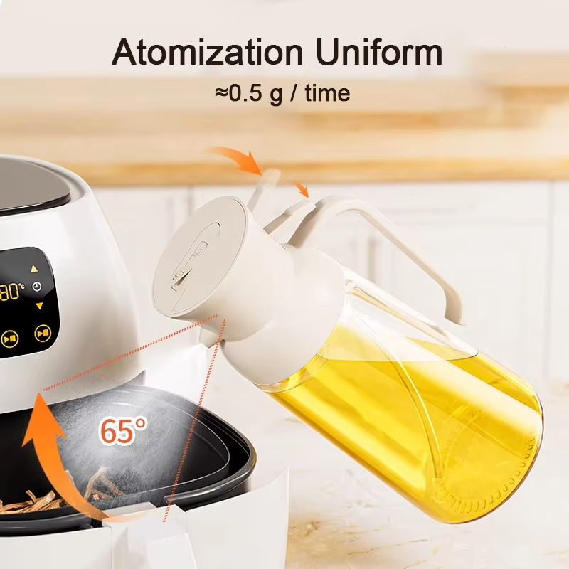 16oz/470ml Premium Glass Oil Bottle Food-Grade Oil Mister for Air Fryer Salad Frying BBQ, 2 in 1 Oil Dispenser