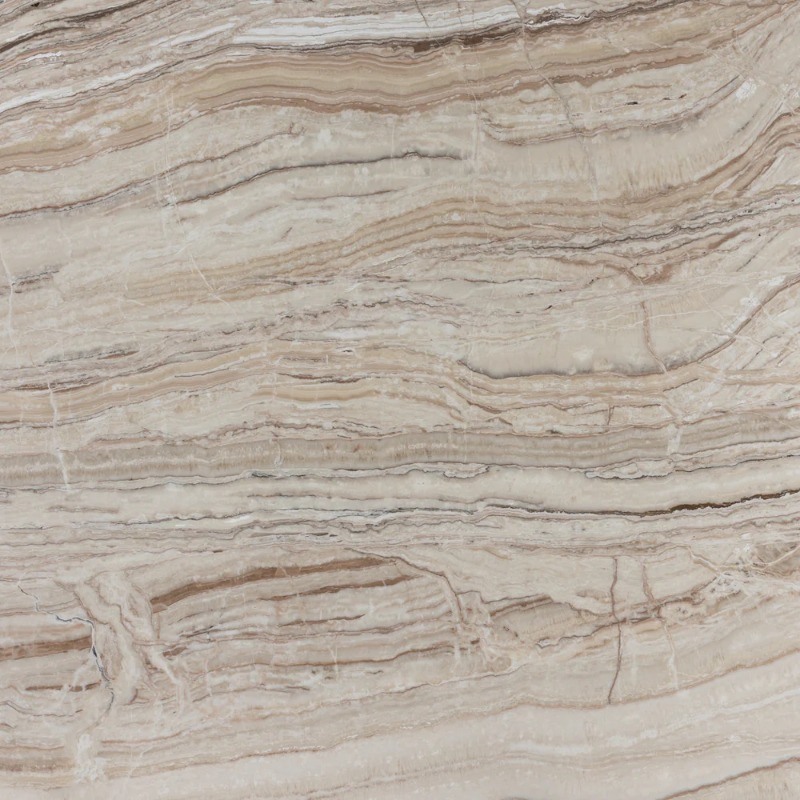 Elegant Veining, Warm Earthy Tones, and Unique Texture Traveronyx Travertine Slab for Kitchen Countertops, Backsplashes, Feature Walls, Fireplace Surrounds