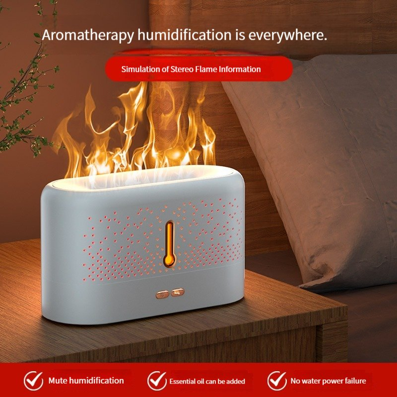 Baby Home Bedroom Office Silent Air Replenishment and Fragrance Dispenser Small Desktop Ultrasonic Flame Humidifier