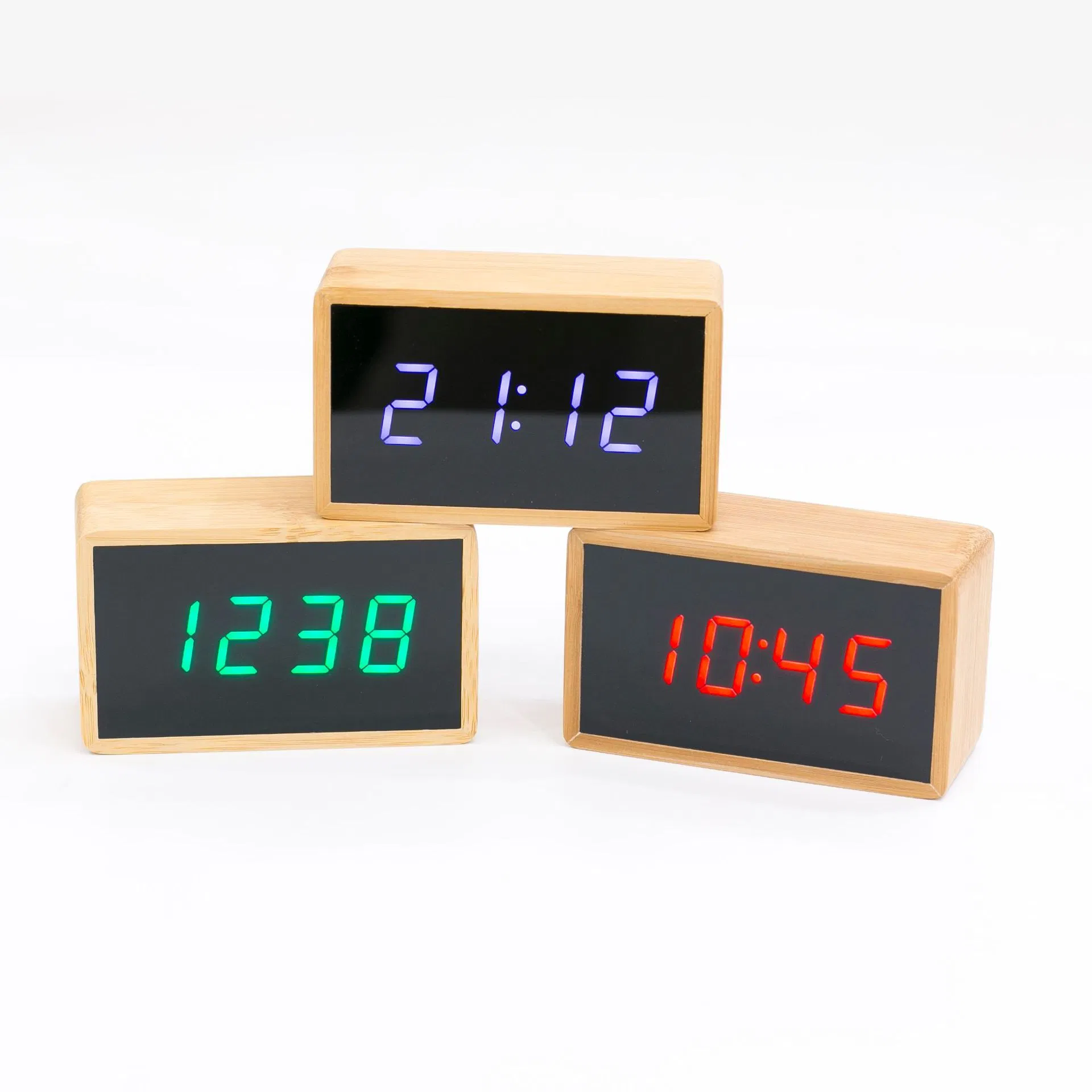 Logo Customized LED Display Wooden Digital Clock