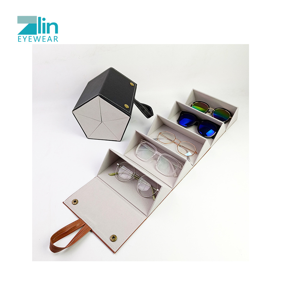 4/5/6 Slots PU Leather Foldable Sunglasses Cases Sets Luxury Sunglasses Packaging