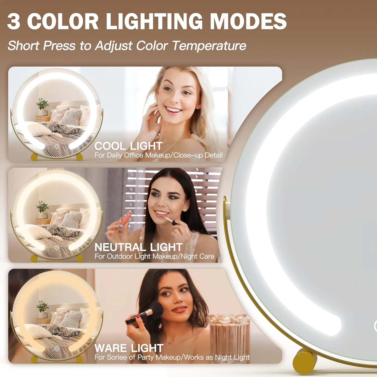 Home Decoration Bathroom Furniture LED Light Glass Cosmetic Mirror