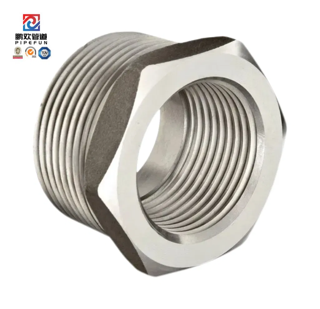 Bushing Stainless Steel Forged ASTM B233 DN8-DN100 1/4''-4'' Steel Pipe Fitting Hex Head Bushing Class150
