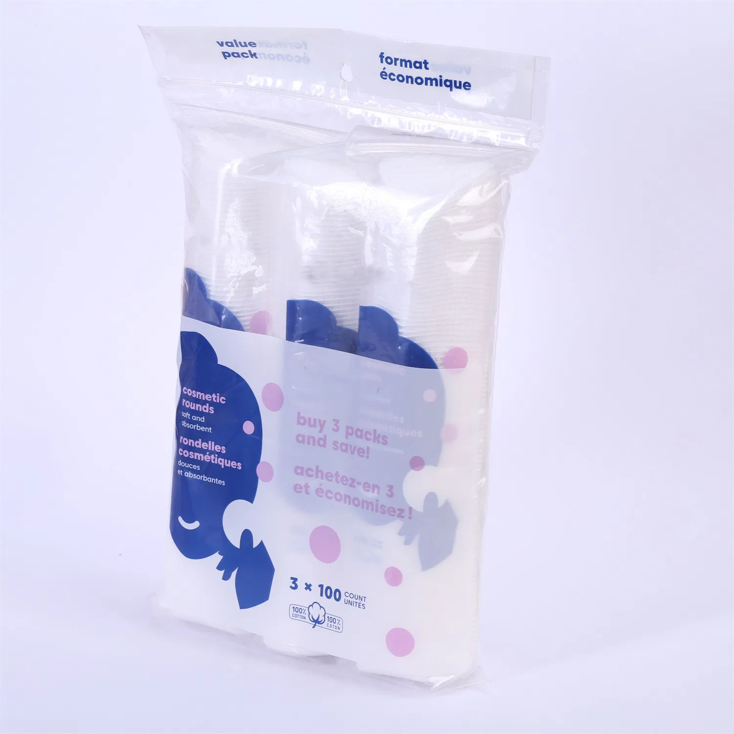 100% Cotton Facial Disposable Cleansing Round Makeup Remover Cotton Pads