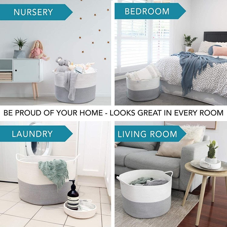 Cotton Rope Basket with Handle Laundry Basket Toy Storage