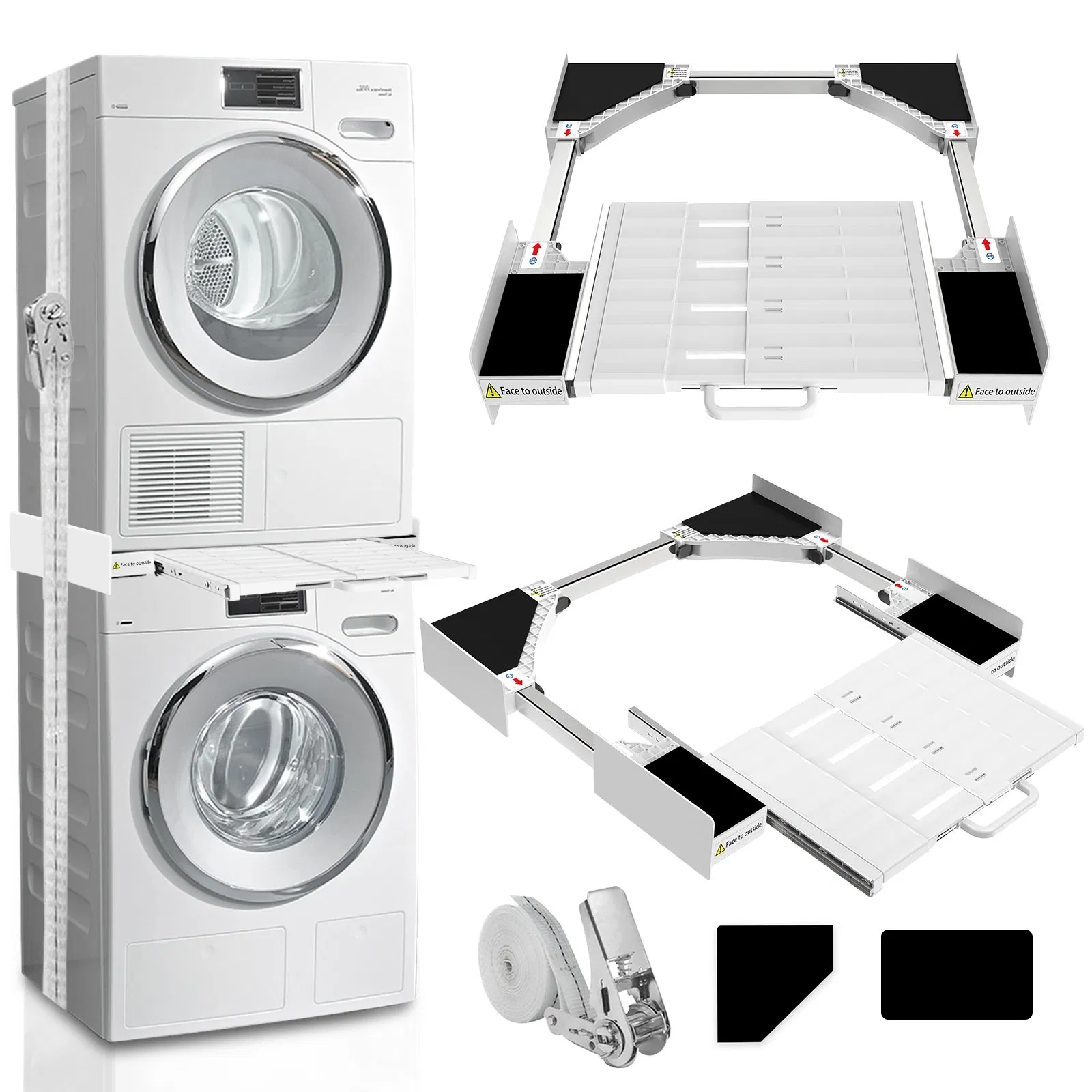 Flexible Washing Machine Stacking Kit with Wide Size Range for Most Models