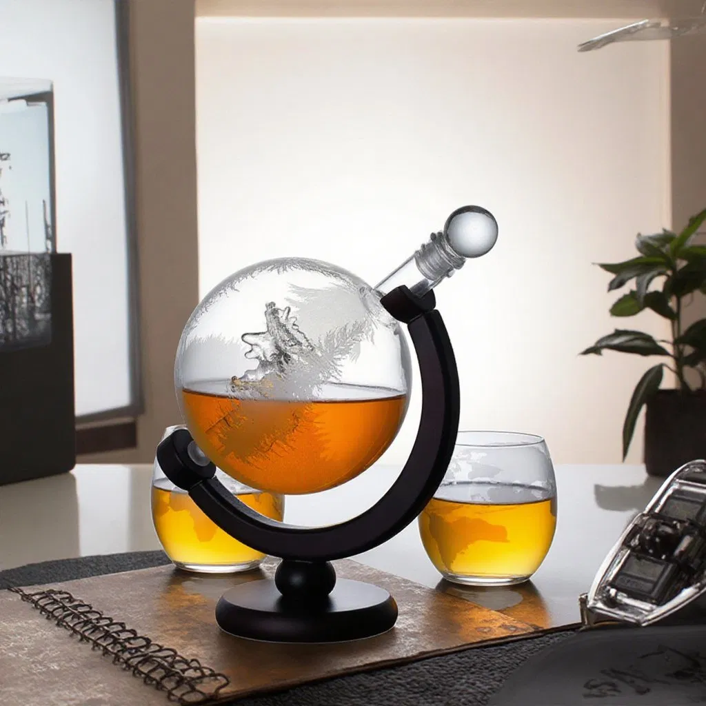 Round Whiskey Decanter Bottle Embedded Elk Craft Whiskey Wine Bottle
