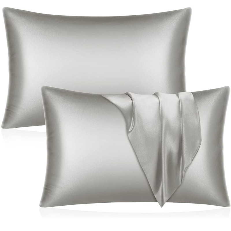 Wholesale Double-Sided Ice Silk Pillowcase Satin Pure Color Summer Pillowcase Wholesalev 2PCS Set Pillow Case