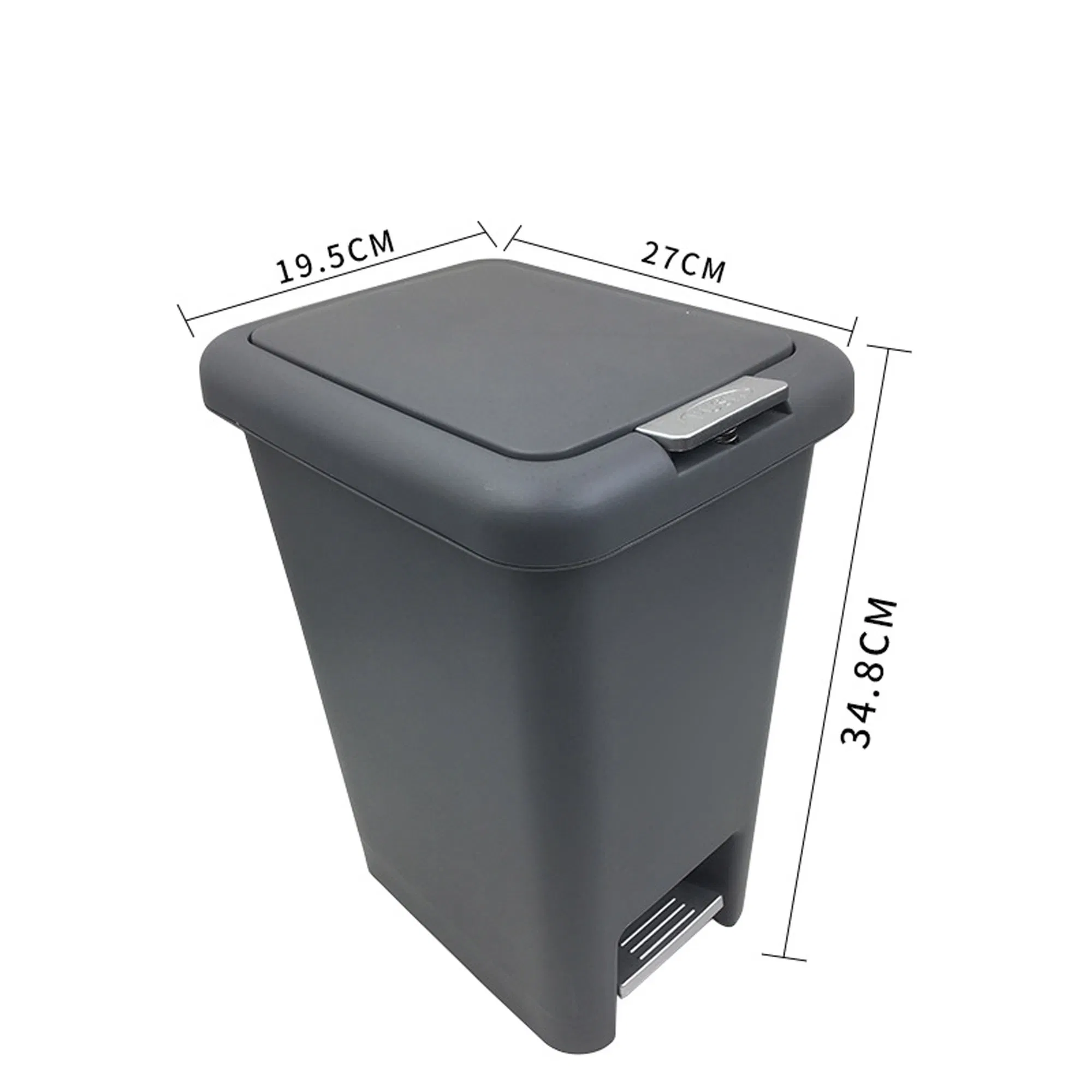 Secure Slide Lock Black Plastic 40 Liter 10.6 Gallon Slim Kitchen Step Trash Can