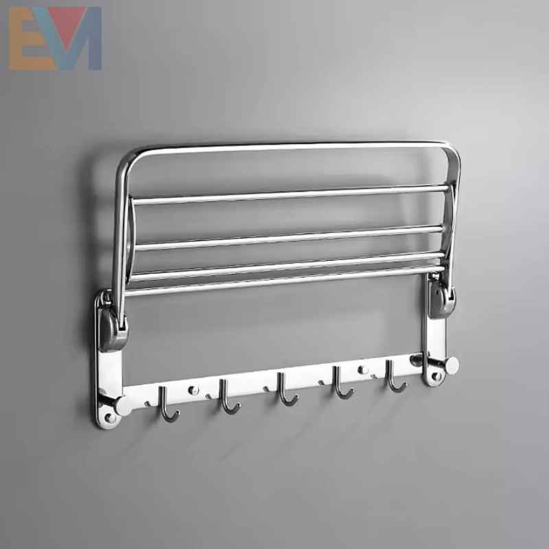 304 Stainless Steel Towel Rack Washroom Foldable Wall Mounted Polished Bathroom Towel Bar