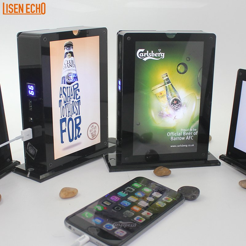 Advertising Table Stand Holder Menu Mobile Charger Restaurant Cell Phone Charging Station