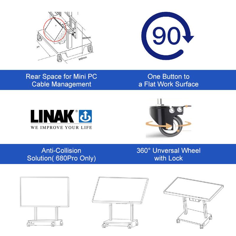 32-86 Inch Lift Mechanism Manual and Remote Control Motorized TV Lift Stand Flat Panel LED Stand Design Compact Electric Motorized Electric Stand