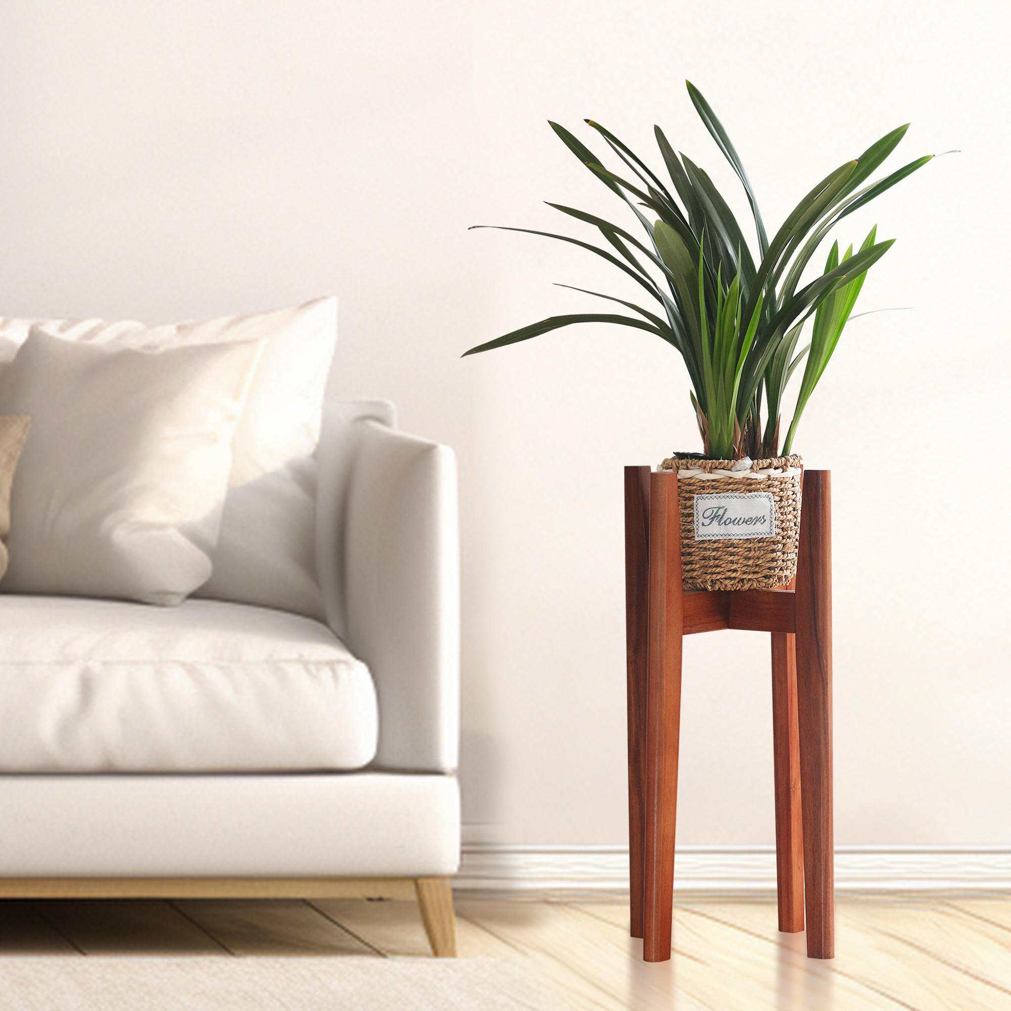 Контейнер для цветов бамбуковый большой деревенский стиль