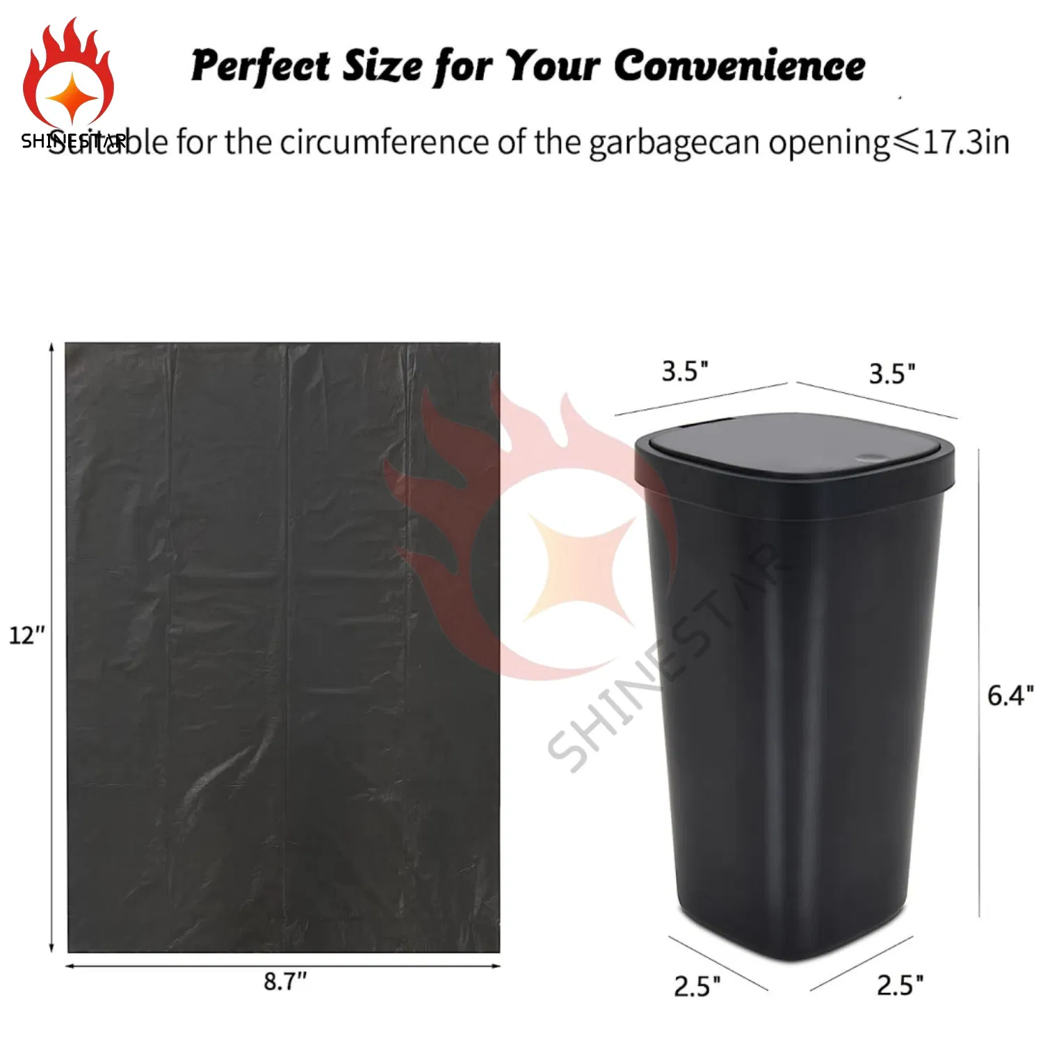 Black Trash Tear off Plastic Opaque Bag Privacy Product Can Bin Liner