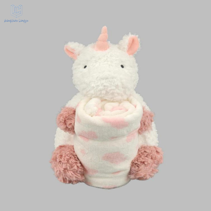 Wholesale Langyu Adorable Plush Unicorn with Blanket Set - Perfect Baby Gift Ready Cute Unicorn Toy Blanket Combo for Kids