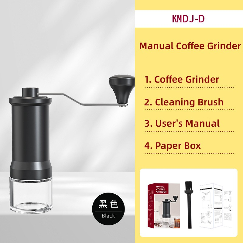Manual Coffee Grinder Capacity 25g, Adjustable Settings of Coarseness, Portable Ceramic Conical Burr Grinder Coffee Grinder with Crank--Black