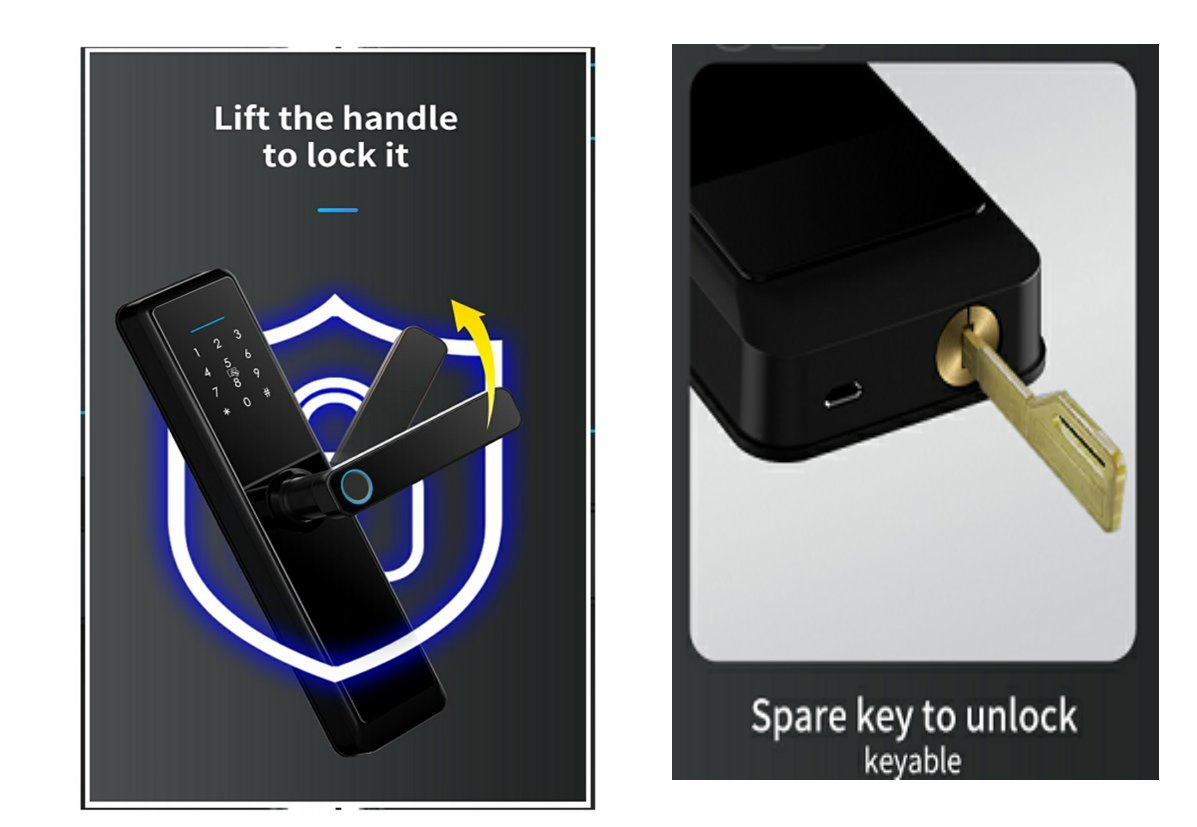 Fingerprint Aluminum Sliding Swing Door Lock Ttlock APP Unlock Digital Electronic Lock Key Card Code Glass Door Lock