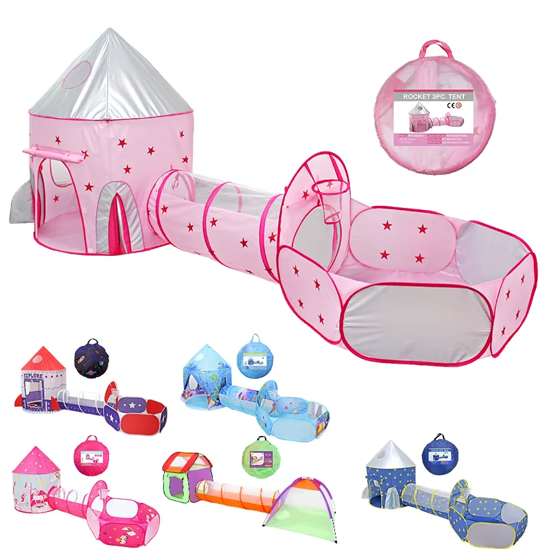 Pop up Camping Tent Kids Play Tent with Tunnel Playhouse Kids Indoor Outdoor Tent