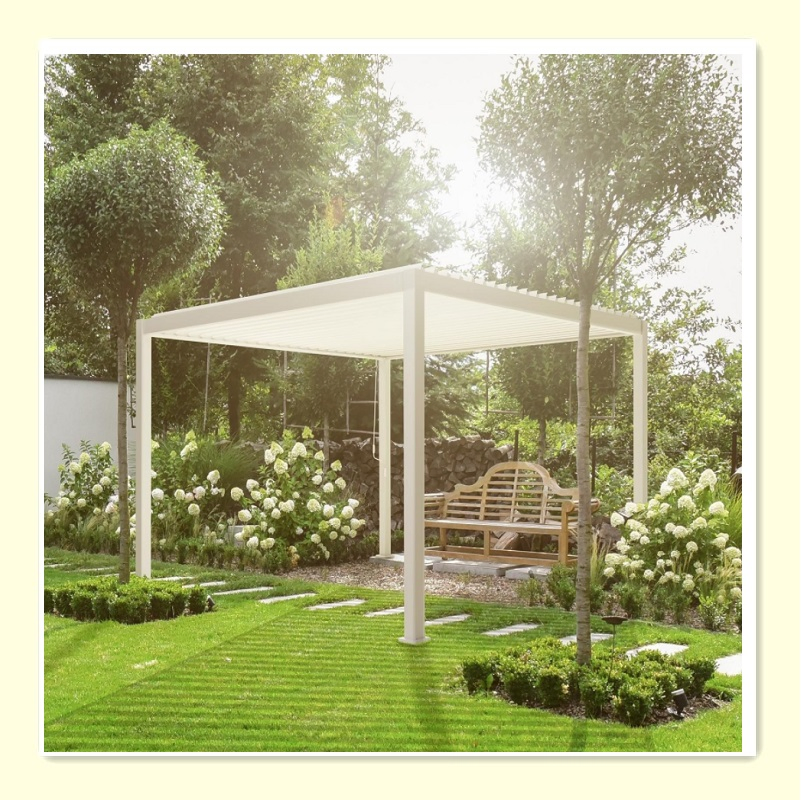 4X4m Aluminum Pergola Outdoor Adjustable Terrace Garden Patio Cover