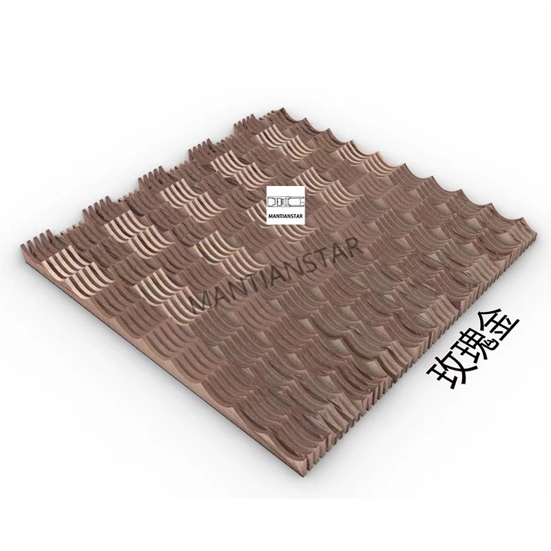 Customized Interior Decoration Fireproof Wood Grain Curve Art Aluminum Baffle Stretch Ceiling