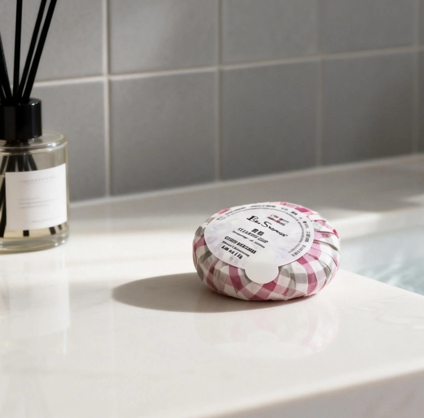 25g Round Hotel Guest Soap in Paper Wrap with Custom Label
