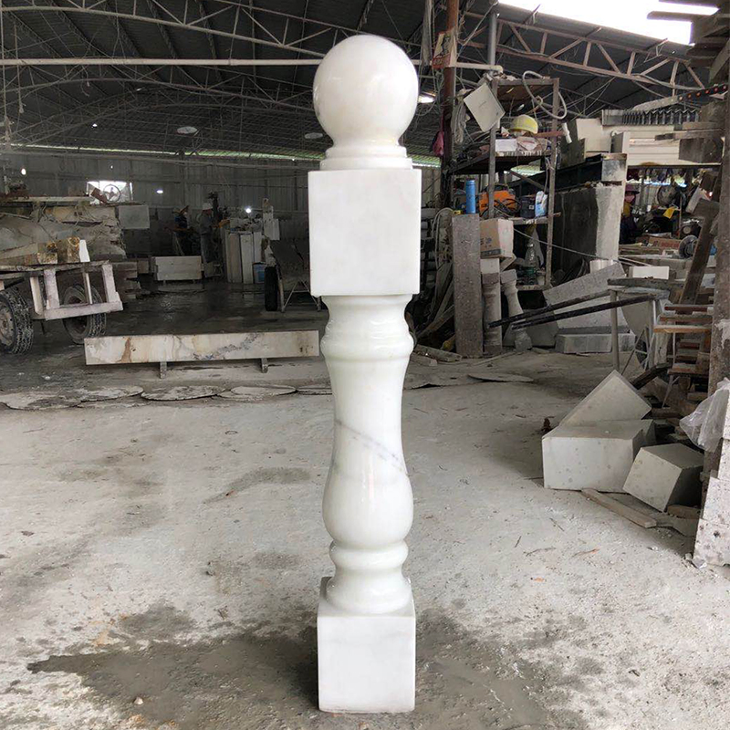 Custom Decorative Marble Railing Natural Stone Staircase Balustrade Handrail Installation