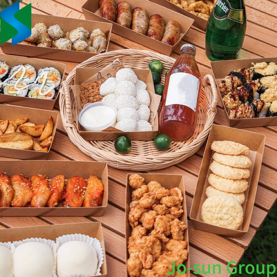 Picnic Party Chocolate Cookie Kraft Paper Dessert Treat Boxes Catering Packaging Platter Box with Window Lid