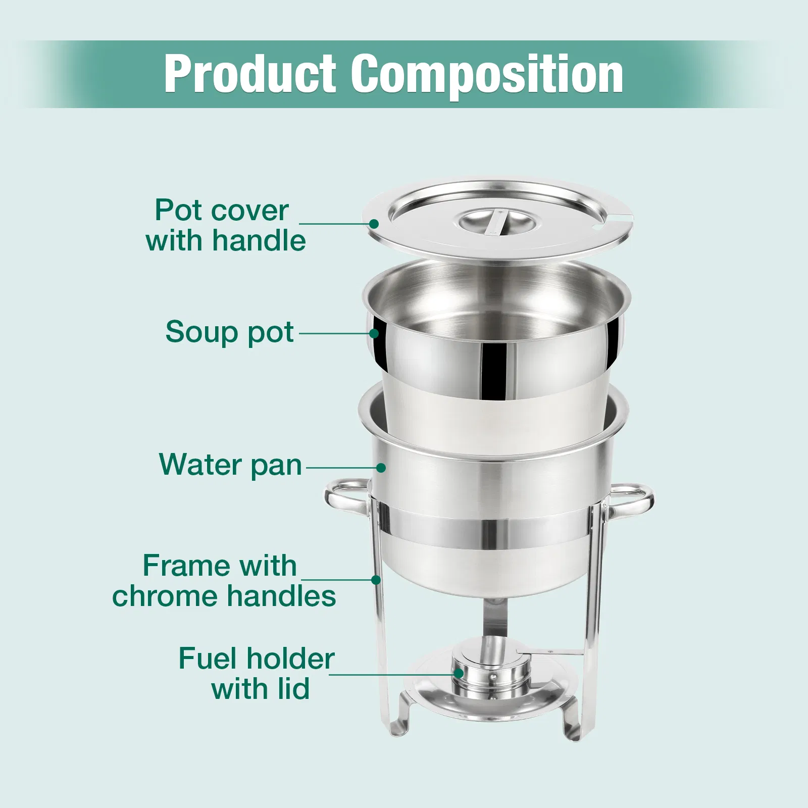 Buffet Server Commercial Small 7L 11L Chafer for Soup Warmer Soup Chafer Dish