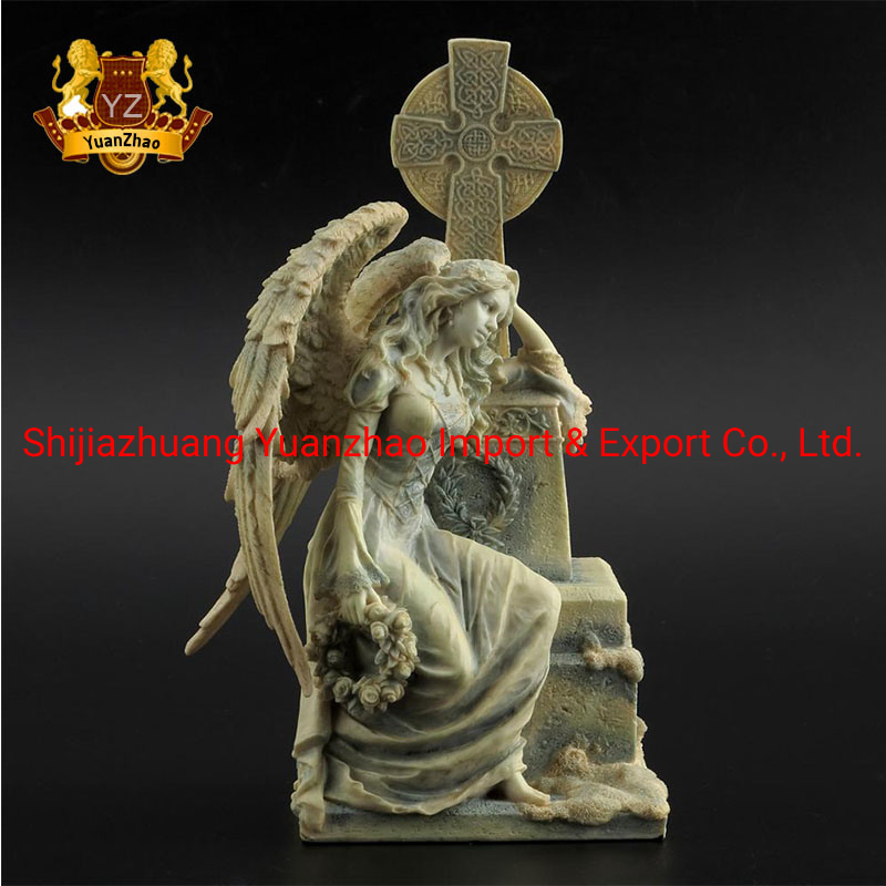 Memorial Hand Carved Stone Graveyard Ornament Granite Headstone Monument Marble Praying Angel Statue Tombstone