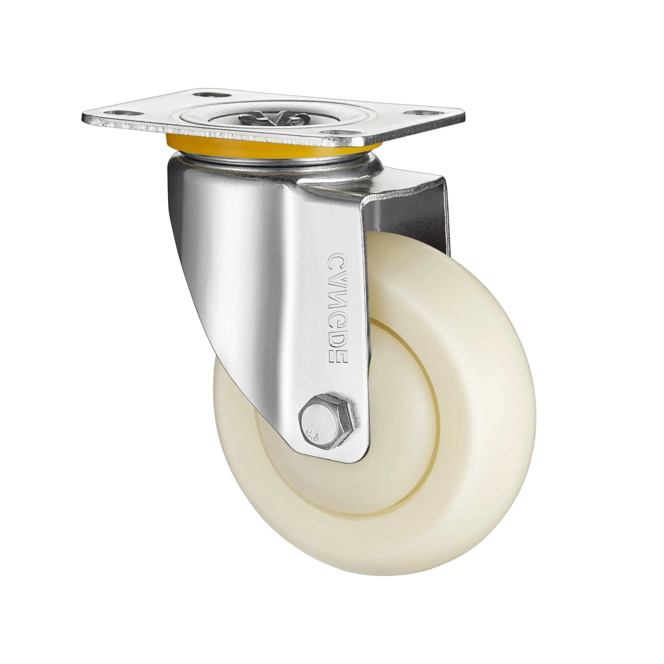 Total Lock Brake Caster, High-Strength White PP Wheel Ideal for Workshops