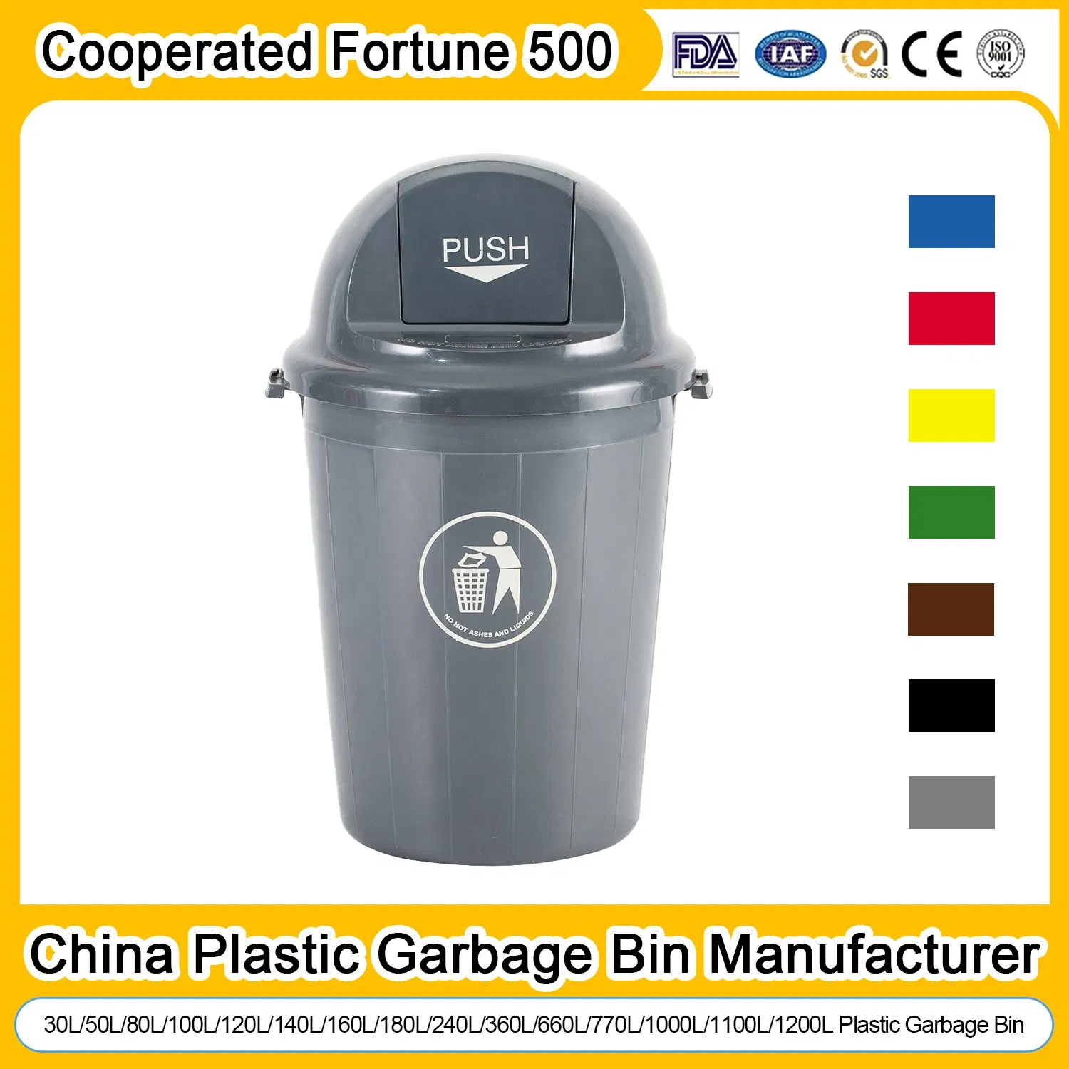 Wheeled Garbage Bin with Lids Pedals Public Large Plastic Garbage Bin Wheeled Plastic Waste Recycling Bin