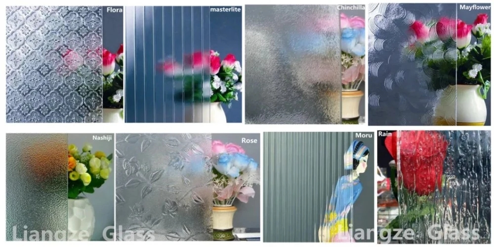 3/4/5/ 6mm Clear Rolled Figured Patterned /Tempered Decorative Glass for Window/Shower Room