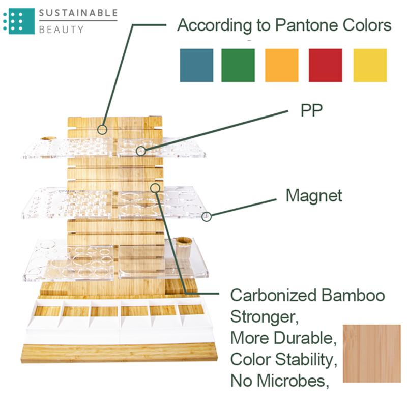 Customized Bamboo Storage Drying Makeup Counter Display Stand Rack