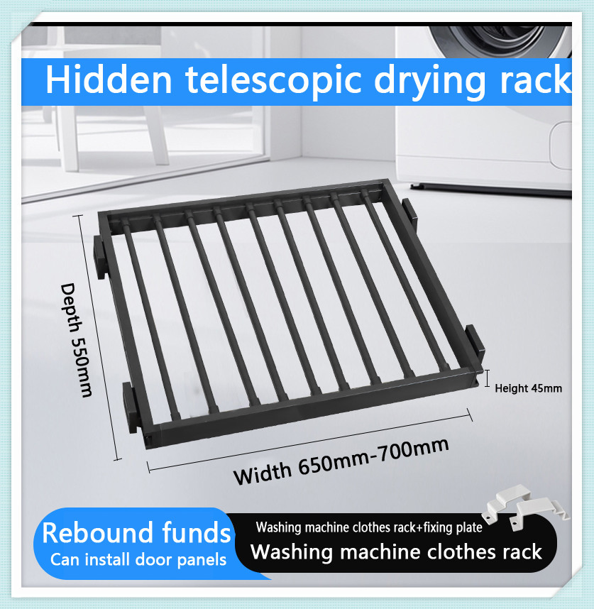 Invisible Push Open Pants Rack for Laundry Room with Retractable Rail