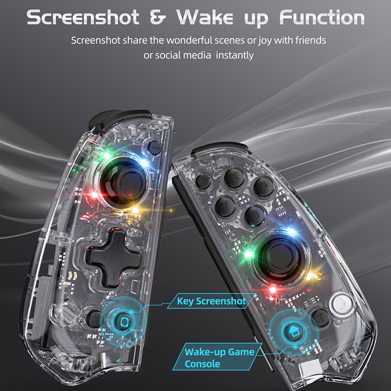 New Switch Joypad Transparent Left and Right Joystick Game Controllers with Colorful Lights