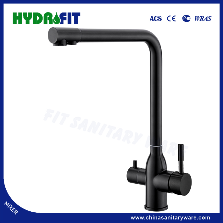 Double Handle 3 Way Pure Water Tap Sanitary Ware Faucet Factory Stainless Steel 304 Drinking Water Kitchen Faucet (FT1483)